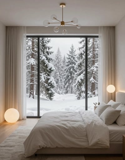 Serene Snowy Bedroom Oasis
