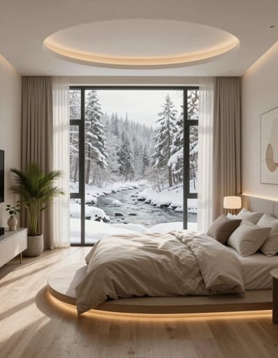 Serene Snowy Bedroom Oasis