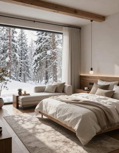 Serene Snowy Bedroom Oasis