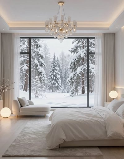 Serene Snowy Bedroom Oasis