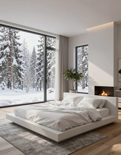 Serene Snowy Bedroom Oasis