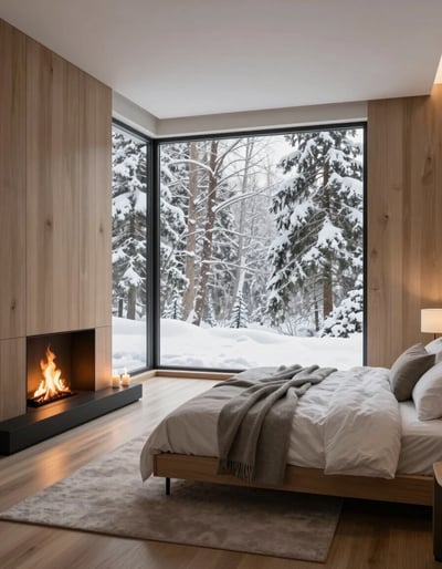 Serene Snowy Bedroom Retreat