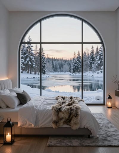 Serene Snowy Bedroom Retreat