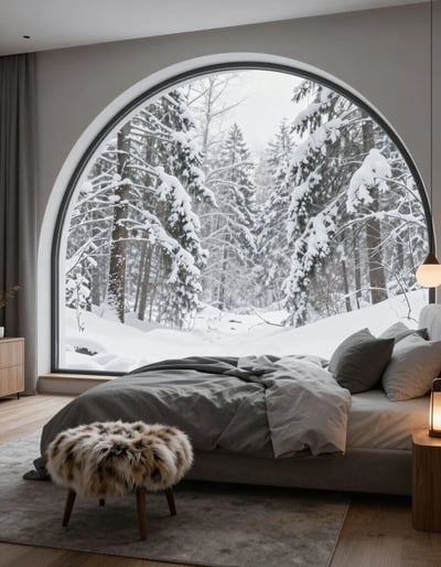Serene Snowy Bedroom Retreat