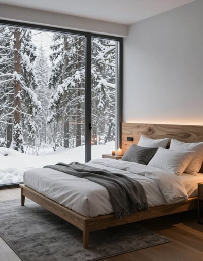 Serene Snowy Bedroom Retreat