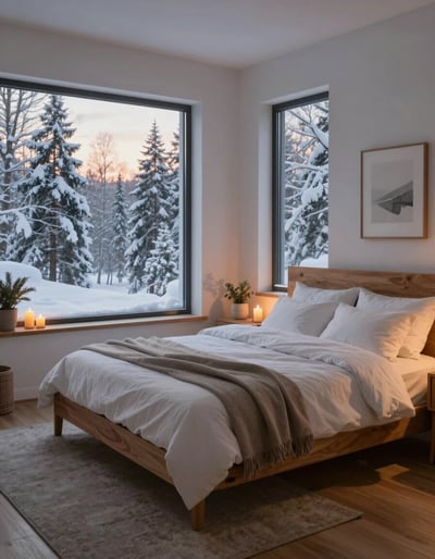 Serene Snowy Bedroom Retreat