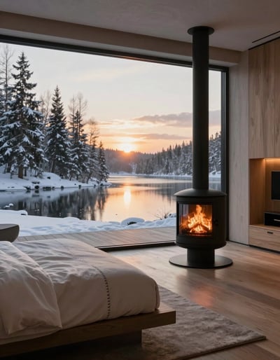Serene Snowy Bedroom Retreat