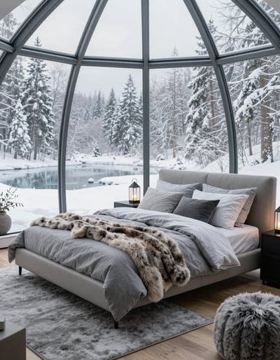 Serene Snowy Dome Bedroom