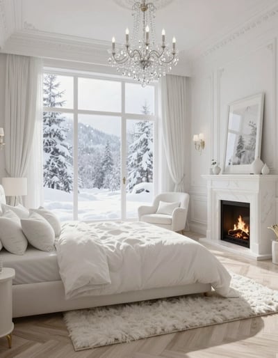 Serene White Winter Bedroom