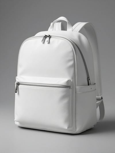 Sleek White Leather Backpack Mockup