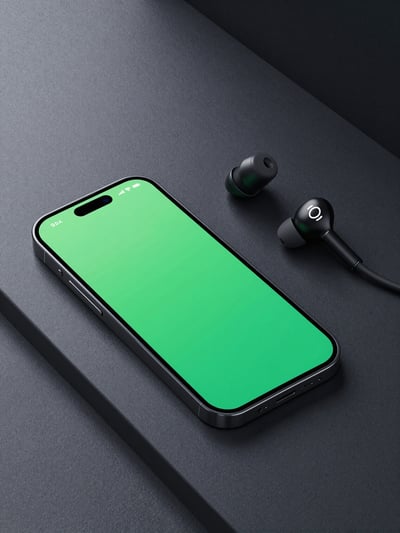 Smartphone and Earbuds Mockup