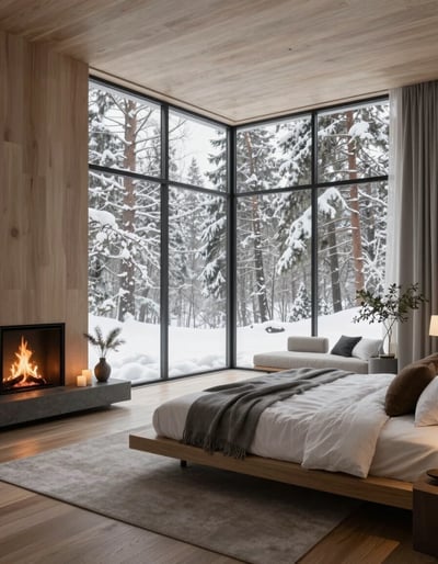 Snowy Serenity Modern Bedroom