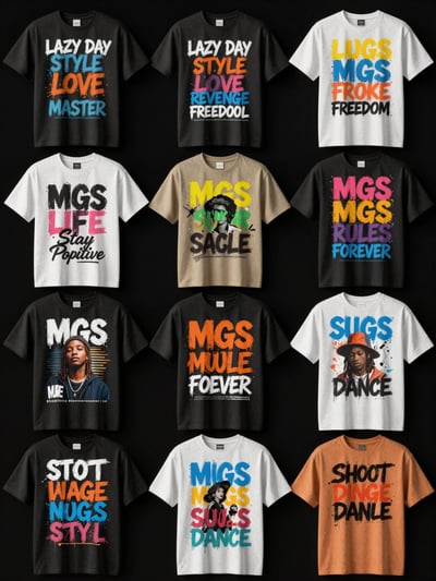 Streetwear T-Shirt Collection with Graffiti Designs