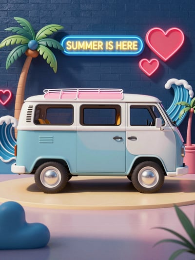 Summer Vibes Neon Van