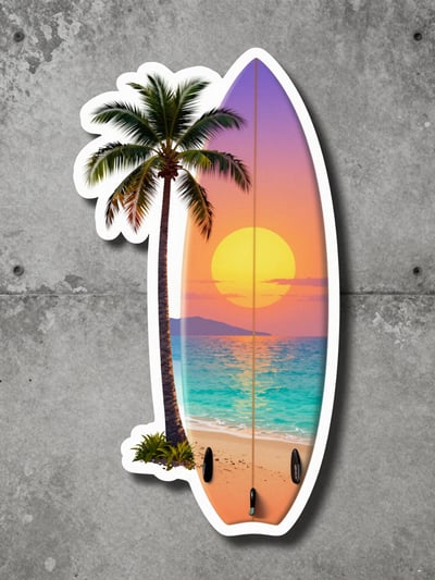 Surfboard Sticker on Concrete