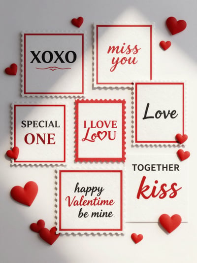 Valentine's Day Postage Stamp Collage