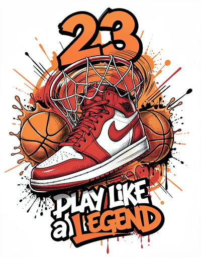 Vibrant Basketball Culture Sticker Featuring Nike Air Jordan 1 with Dynamic Motion and Graffiti Art
