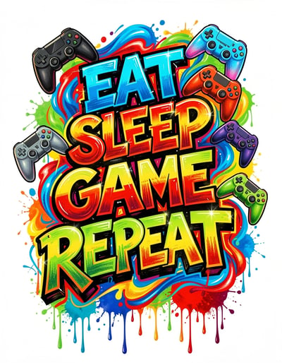 Vibrant Pop Art Gaming Banner with Bold Graffiti Text and Controllers