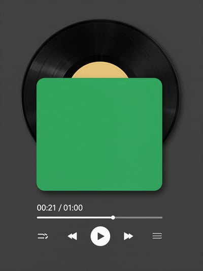Vinyl Record and Green Square Mockup