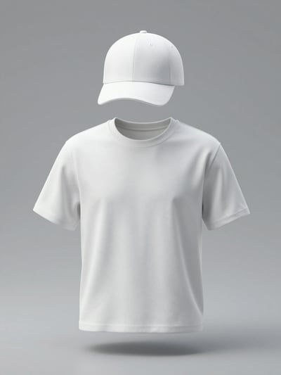 White Baseball Cap and T-Shirt Mockup