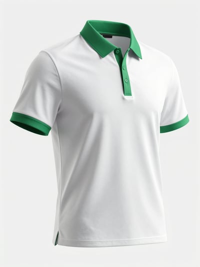 White Polo Shirt with Green Accents