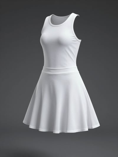 White Technical Tennis Dress Mockup
