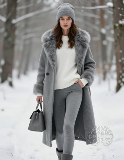 Winter Luxe: Gray Fur Coat Ensemble