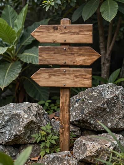 Wooden Directional Signpost in Natural Setting