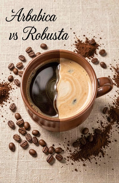Arabica vs Robusta Coffee Comparison Mockup