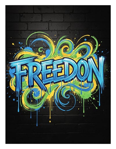 Bold Graffiti Freedom Marker Art with Dynamic Urban Brushstroke Texture