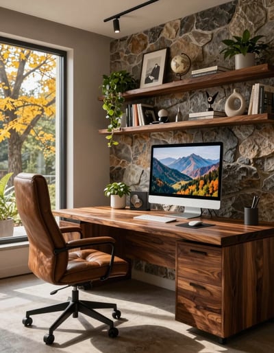 Cozy Modern Home Office with Rustic Touches