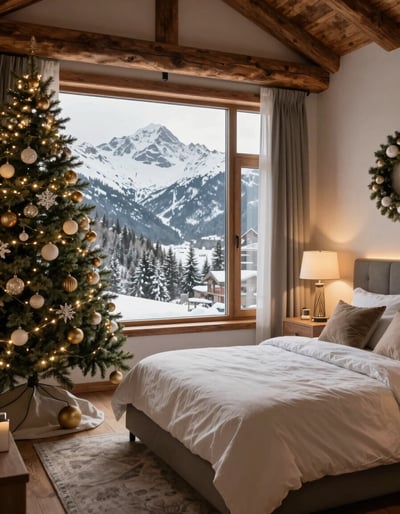 Cozy Mountain Lodge Christmas Bedroom