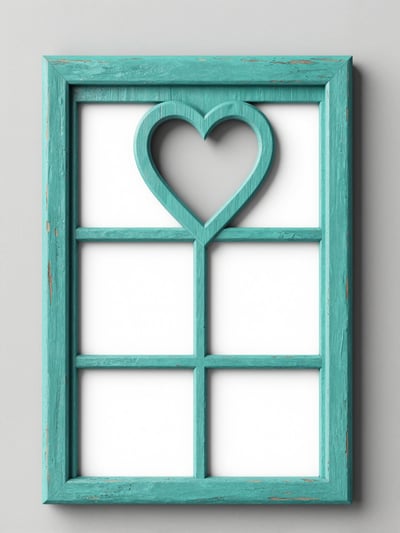 Distressed Turquoise Wooden Collage Frame Mockup
