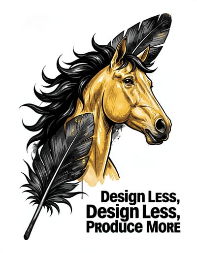 Dynamic Pop Art Golden Horse and Black Feather Sticker Banner with Expressive Graphic Style