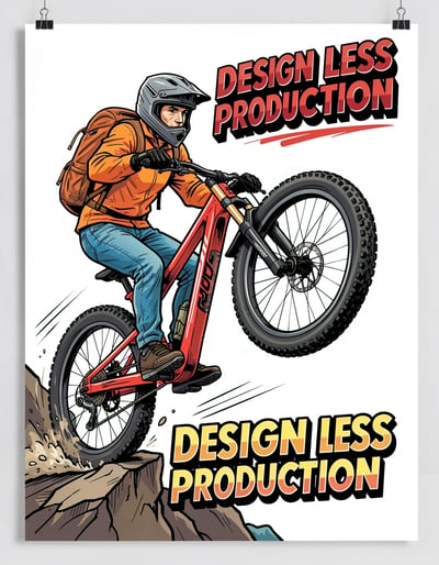 Dynamic Pop Art Mountain Biker Sticker Design with Bold Colors and Expressive Lines