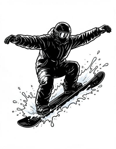 Dynamic Pop Art Snowboarder Silhouette Banner for Winter Sports Branding
