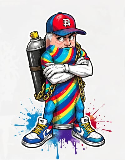 Dynamic Pop Art Spray Paint Can Character Banner with Urban Street Style