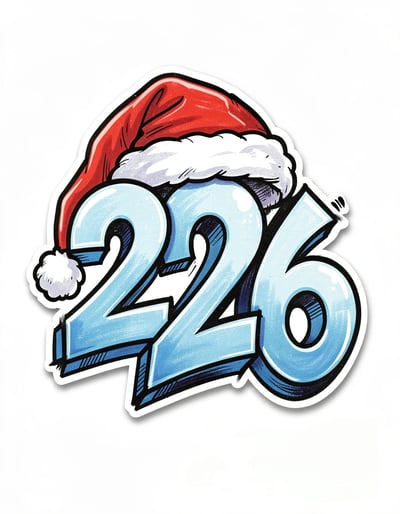 Festive Graffiti Style 2026 with Santa Hat Marker Illustration for Holiday Branding