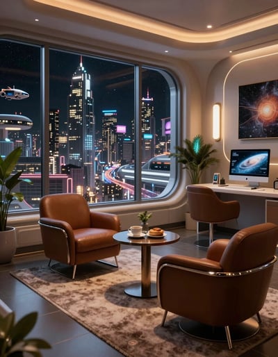 Futuristic Space Station Lounge