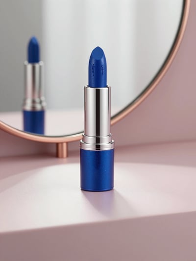 Luxury Blue Lipstick on Modern Vanity