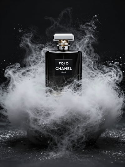 Luxury Chanel Perfume Bottle in Dramatic Cloud