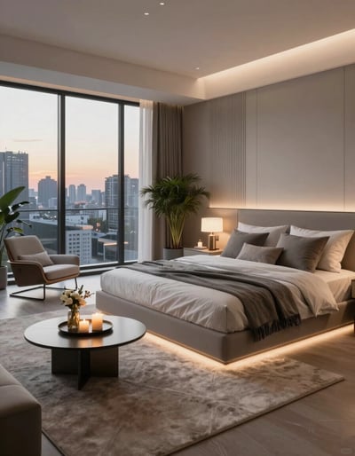 Luxury Modern Bedroom with City View