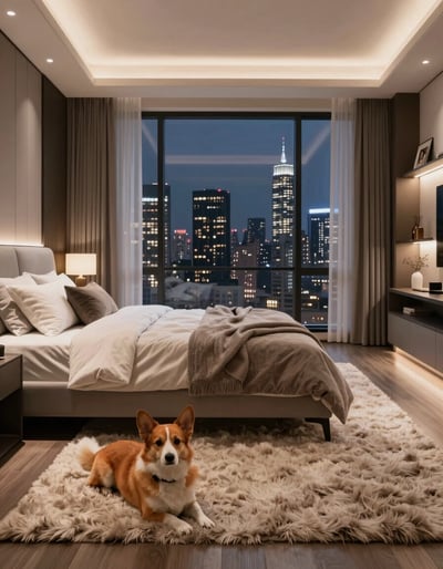 Modern Bedroom Oasis with City View