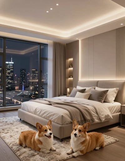 Modern Bedroom Oasis with City View
