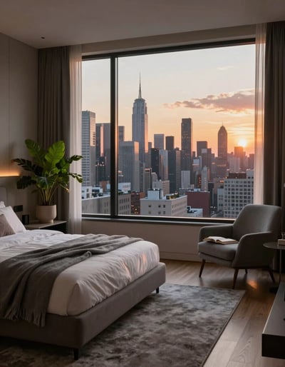 Modern Cityscape Bedroom Oasis