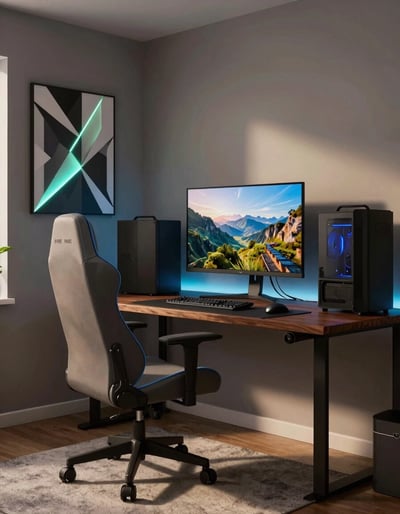 Modern Gaming Room with Dark Wood Accents