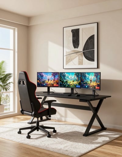 Modern Gaming Room with X-Shaped Desk