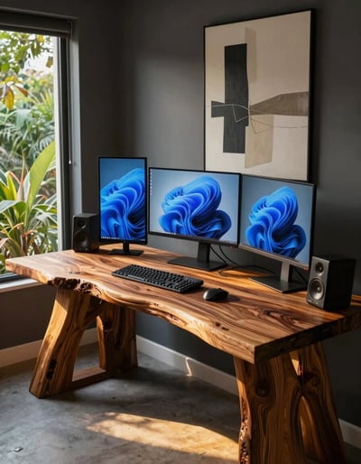 Modern Home Office with Live-Edge Desk