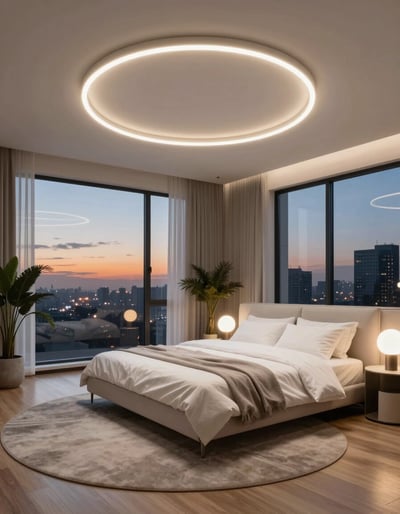 Modern Minimalist Bedroom with City View