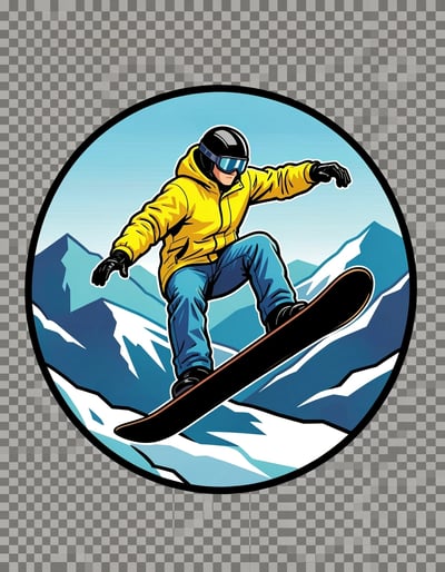 Pop Art Snowboarder Banner with Bold Graphic Style and Dynamic Movement